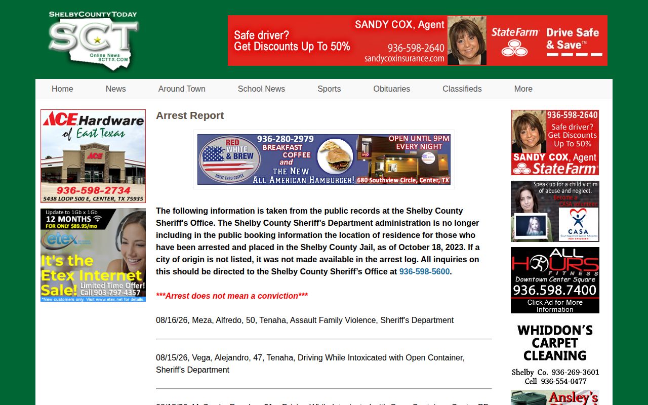 Shelby County crime news arrest-report source